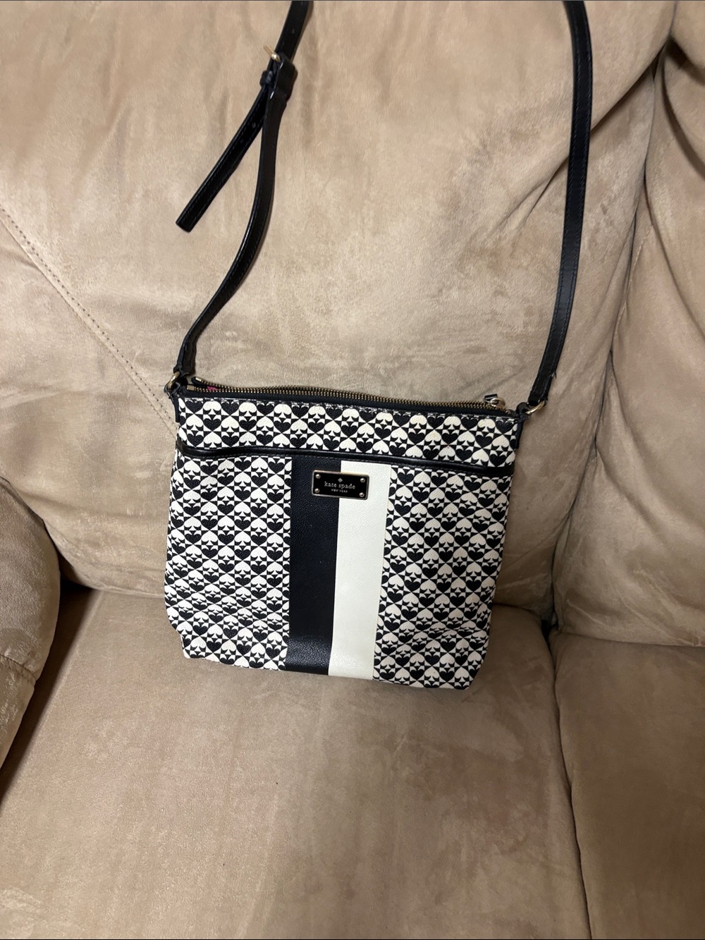 kate spade Black & White Geometric Stripe Crossbody Bag
